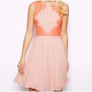 Ted Baked Lace Detailed Peach Dress